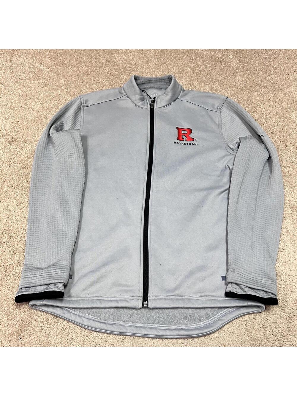 Adidas Track Jacket Gray Rutgers University Full Zip Long Sleeve Men's Small